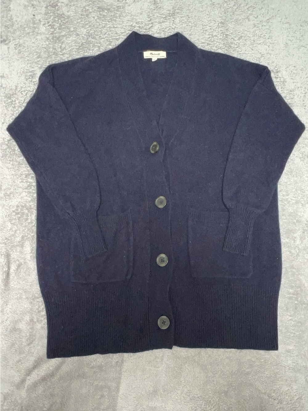 Madewell XXS Oversized Cashmere wool blend Navy Button-Up Women's Cardigan